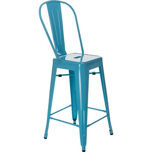 Krzesło barowe Paris Back | Niebieskie, Metalowe | D2 Design