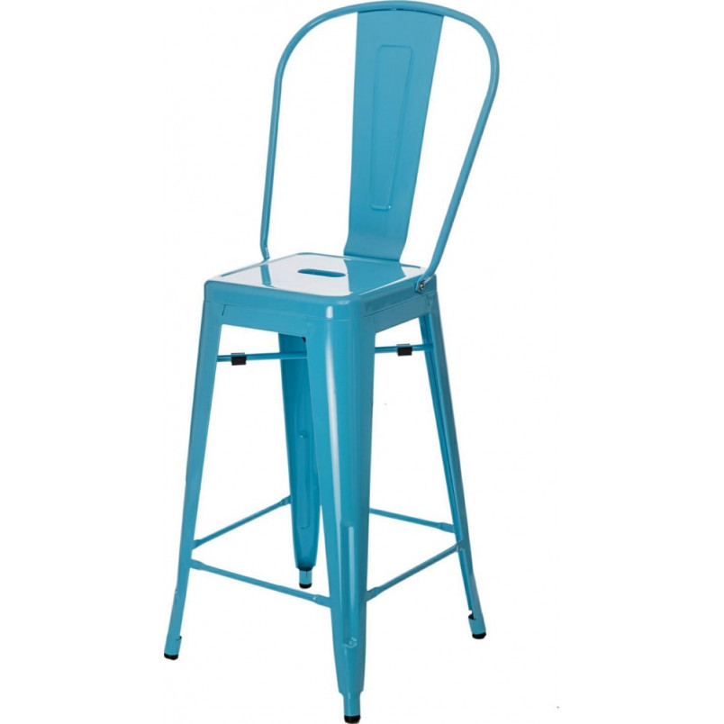 Krzesło barowe Paris Back | Niebieskie, Metalowe | D2 Design