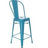 Krzesło barowe Paris Back | Niebieskie, Metalowe | D2 Design