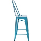 Krzesło barowe Paris Back | Niebieskie, Metalowe | D2 Design