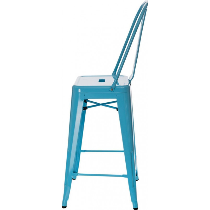 Krzesło barowe Paris Back | Niebieskie, Metalowe | D2 Design