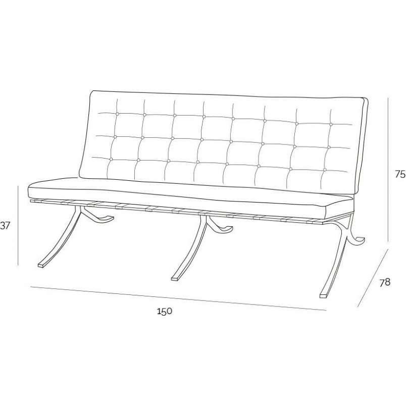 Sofa skórzana pikowana 2-os. BA2 | D2.Design - Brązowa