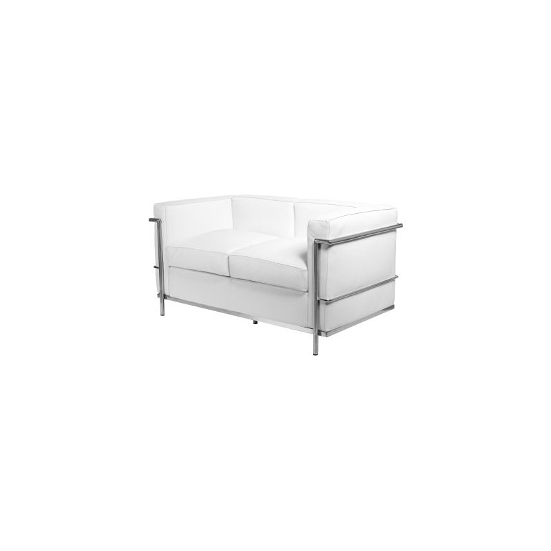 Sofa skórzana 2-osobowa Kubik 130cm biała | D2 Design