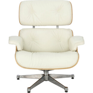 Fotel skórzany obrotowy Vip biały/dąb marki D2.Design
