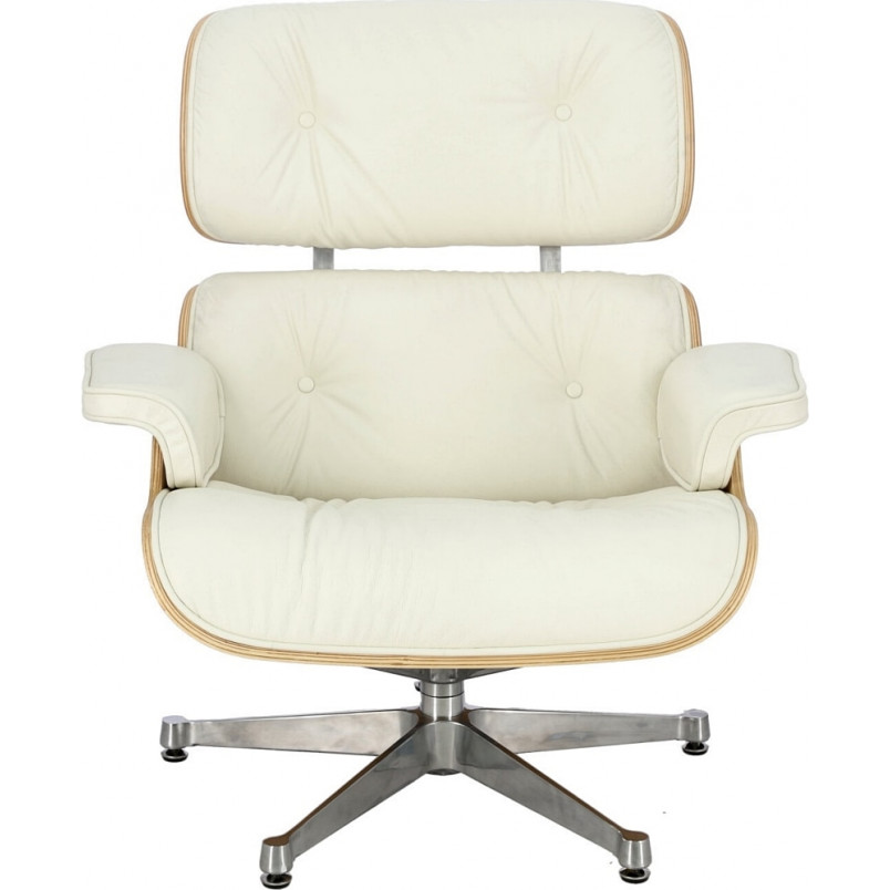 Fotel skórzany obrotowy Vip biały / dąb - D2 Design
