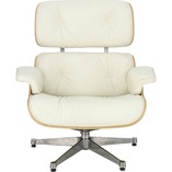 Fotel skórzany obrotowy Vip biały / dąb - D2 Design