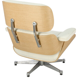 Fotel skórzany obrotowy Vip biały / dąb - D2 Design