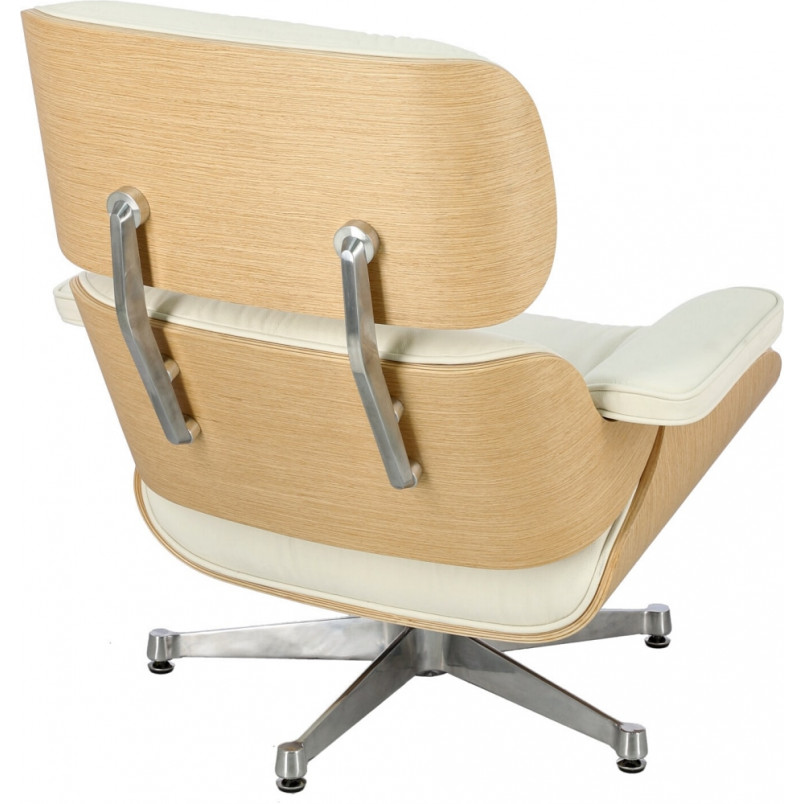 Fotel skórzany obrotowy Vip biały / dąb - D2 Design