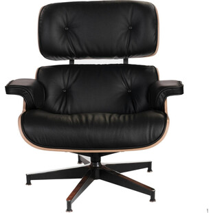 Fotel skórzany obrotowy Vip czarny/palisander marki D2.Design