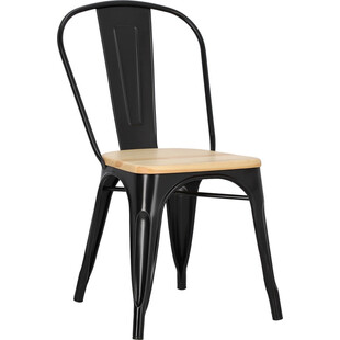 Krzesło industrialne Paris Wood - D2 Design | Czarny/Sosna