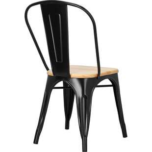 Krzesło industrialne Paris Wood - D2 Design | Czarny/Sosna