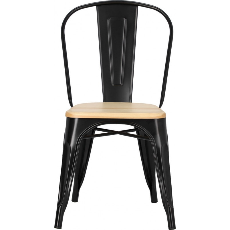 Krzesło industrialne Paris Wood - D2 Design | Czarny/Sosna