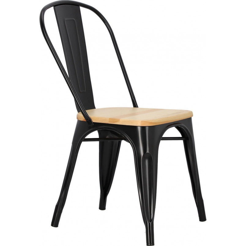 Krzesło industrialne Paris Wood - D2 Design | Czarny/Sosna