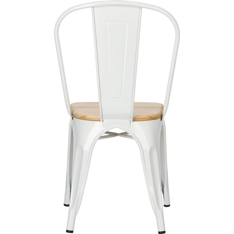 Krzesło industrialne Paris Wood biały/sosna - D2 Design