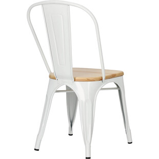 Krzesło industrialne Paris Wood biały/sosna - D2 Design