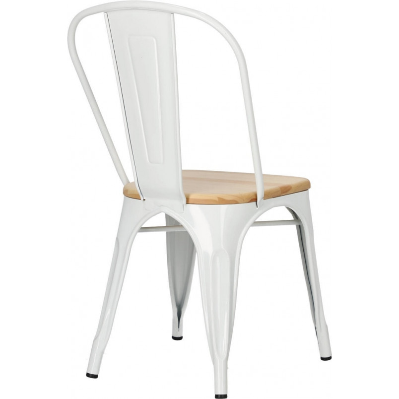 Krzesło industrialne Paris Wood biały/sosna - D2 Design