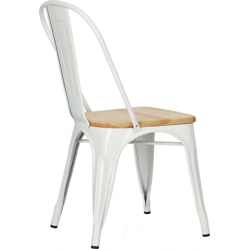 Krzesło industrialne Paris Wood biały/sosna - D2 Design