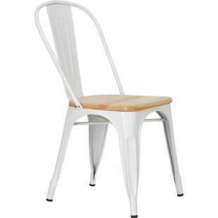 Krzesło industrialne Paris Wood biały/sosna - D2 Design