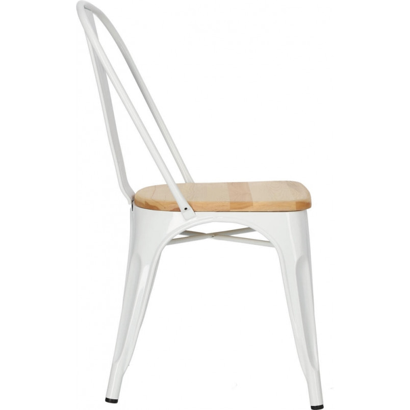 Krzesło industrialne Paris Wood biały/sosna - D2 Design