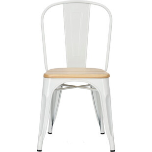 Krzesło industrialne Paris Wood biały/sosna - D2 Design