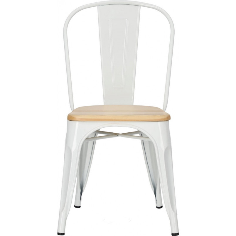 Krzesło industrialne Paris Wood biały/sosna - D2 Design