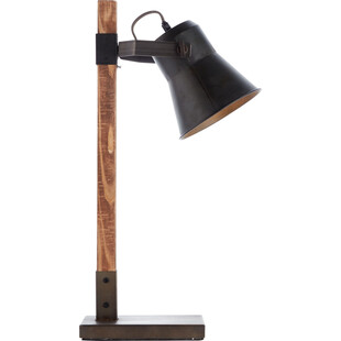 Lampa biurkowa industrialna Plow | Czarna stal / Drewno | Brilliant