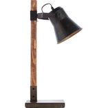 Lampa biurkowa industrialna Plow | Czarna stal / Drewno | Brilliant