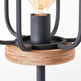 Lampa podłogowa Tosh - Loftowy design, czarny metal i drewno | Brilliant