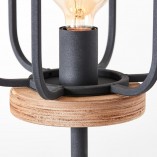 Lampa podłogowa Tosh - Loftowy design, czarny metal i drewno | Brilliant