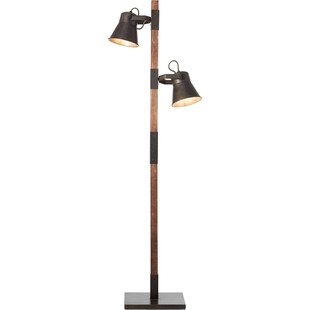 Lampa podłogowa industrialna Plow | Czarna stal i drewno | Brilliant