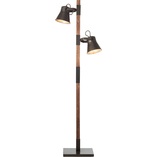 Lampa podłogowa industrialna Plow | Czarna stal i drewno | Brilliant