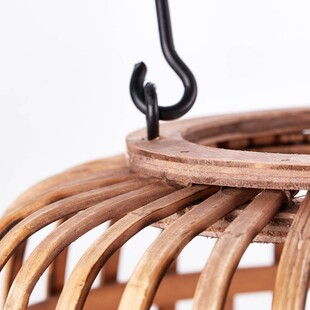 Lampa rattanowa boho Thora | Lampa stołowa drewniana
