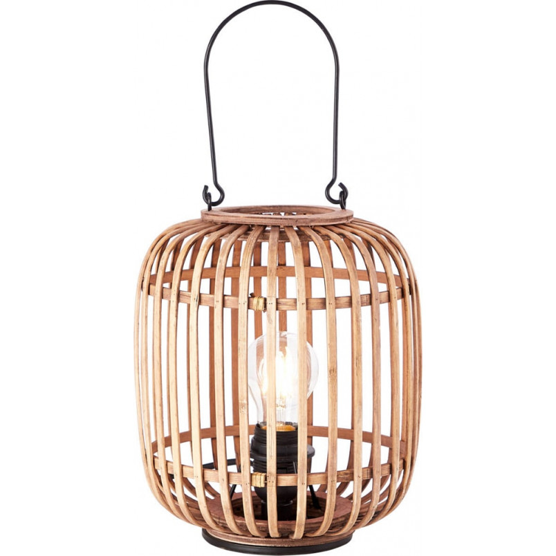 Lampa rattanowa boho Thora | Lampa stołowa drewniana