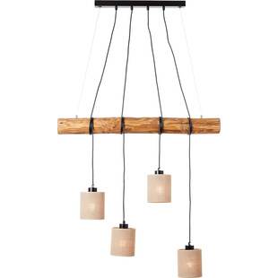 Lampa wisząca Vander IV - drewno jasne, czarne abażury | Brilliant