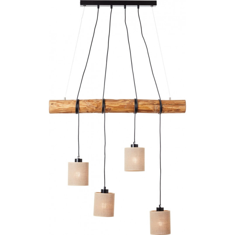 Lampa wisząca Vander IV - drewno jasne, czarne abażury | Brilliant