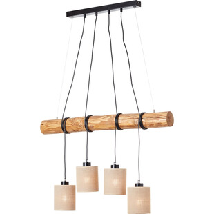 Lampa wisząca Vander IV - drewno jasne, czarne abażury | Brilliant