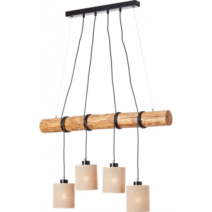 Lampa wisząca Vander IV - drewno jasne, czarne abażury | Brilliant