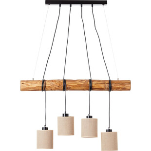 Lampa wisząca Vander IV - drewno jasne, czarne abażury | Brilliant