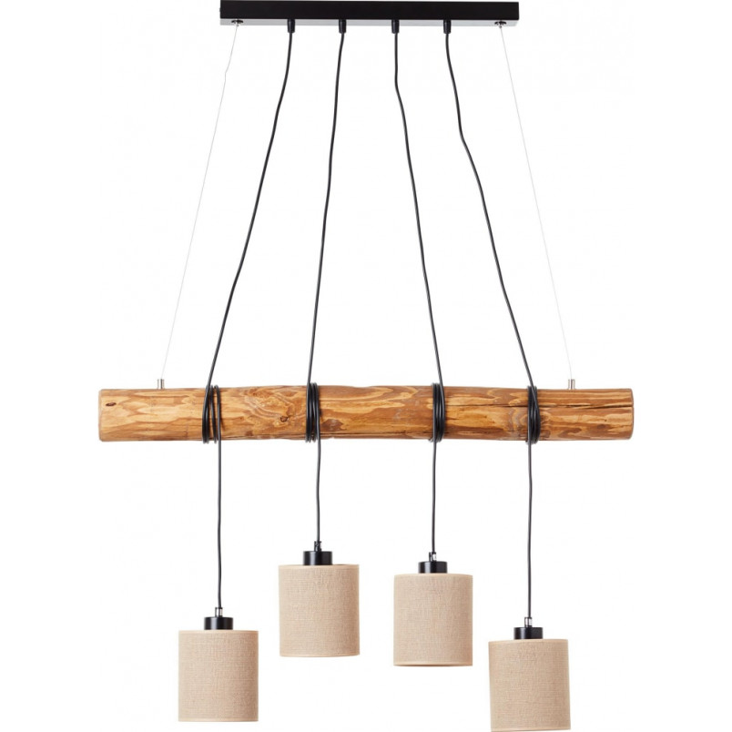 Lampa wisząca Vander IV - drewno jasne, czarne abażury | Brilliant
