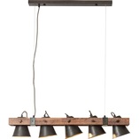 Lampa wisząca industrialna Plow - czarna stal/drewno | Brilliant