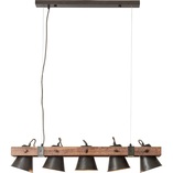 Lampa wisząca industrialna Plow - czarna stal/drewno | Brilliant