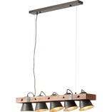 Lampa wisząca industrialna Plow - czarna stal/drewno | Brilliant