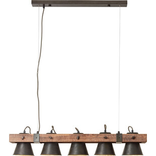 Lampa wisząca industrialna Plow - czarna stal/drewno | Brilliant