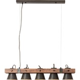Lampa wisząca industrialna Plow - czarna stal/drewno | Brilliant
