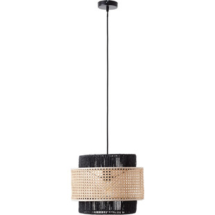 Lampa wisząca rattanowa Arles - czarna, drewniana | Brilliant