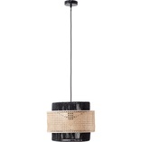 Lampa wisząca rattanowa Arles - czarna, drewniana | Brilliant