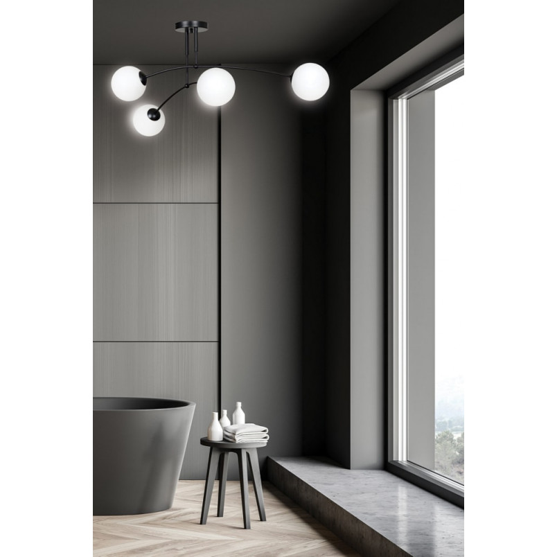 Lampa sufitowa Pregos IV - Szklane kule, czarny/biały | Emibig