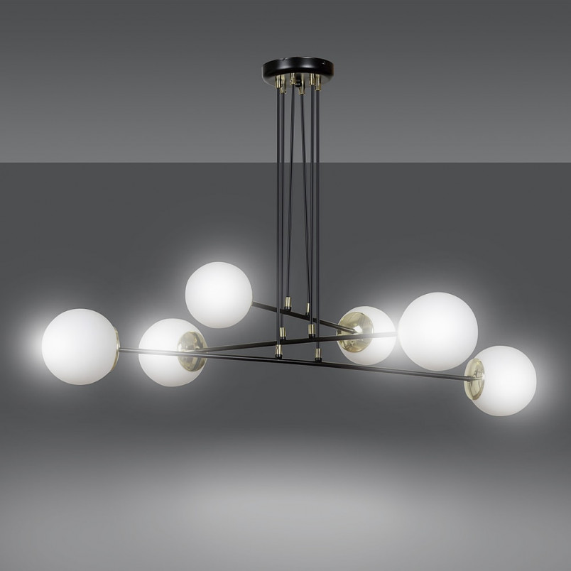 Lampa wisząca Emibig Ognis VI | Szklane kule, czarno-biała