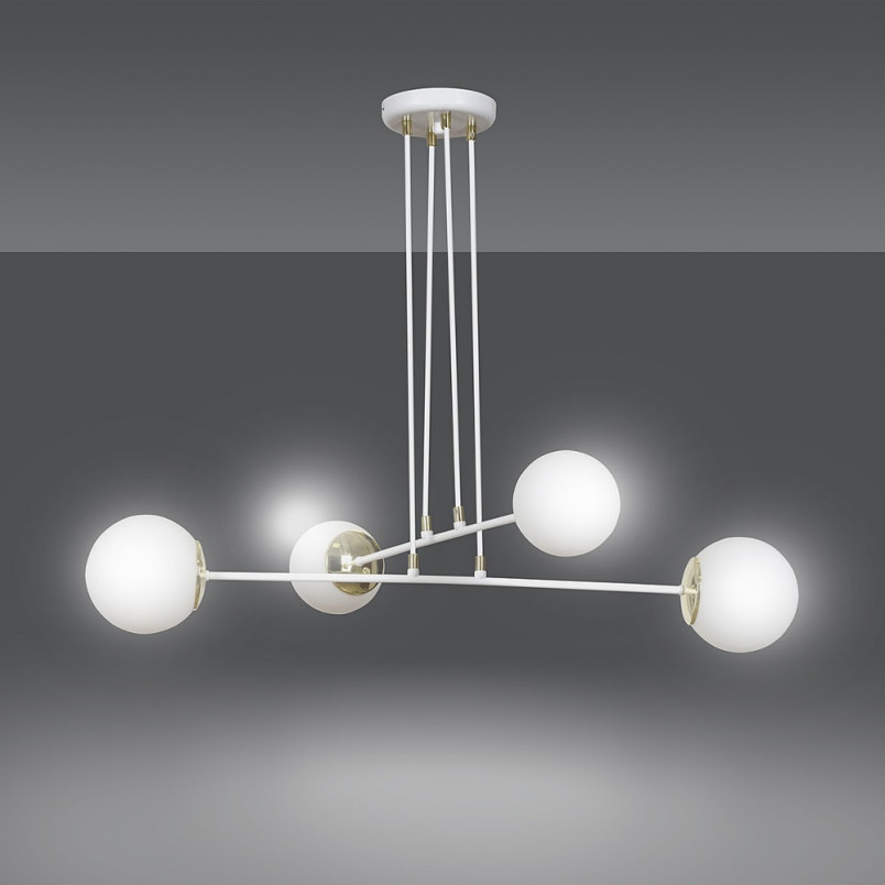 Lampa wisząca Emibig Ognis IV - szkło biało-złote, 75cm