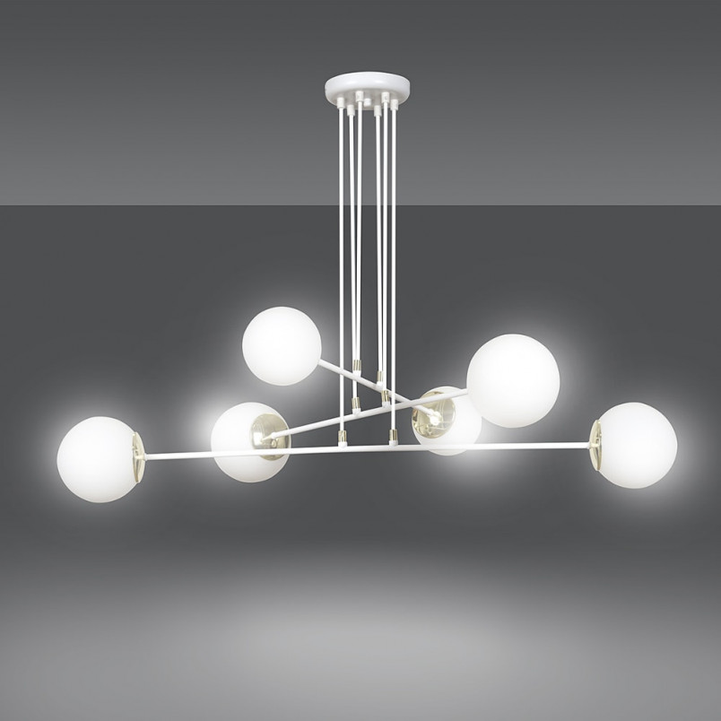 Lampa wisząca Emibig Ognis VI - biało-złote kule | Sklep z lampami